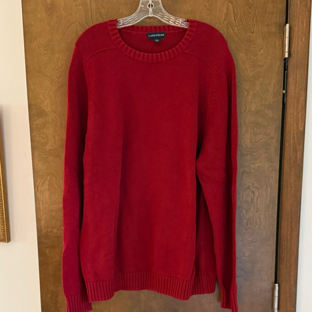 Lands' End Men's Vibrant Red Crewneck Sweater